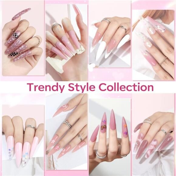 Poly Nail Gel Kit 8 Rosy Pink Colors with 48W LED Nail Lamp Poly Extension Gel - Picture 5 of 8